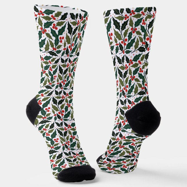 Stechpalmenblätter und Sterne Retro modernes Hinte Socken (Gewinkelt)