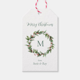 Stechpalmenkranz-Monogramm-Weihnachten Geschenkanhänger