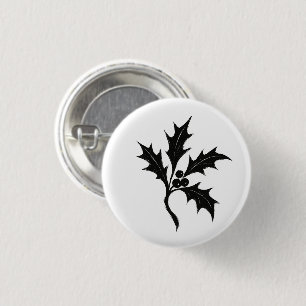 Stechpalmenzweig – Botanisches Weihnachtsdesign au Button