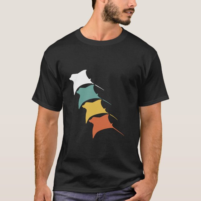 Stechrochen Retro Vintages Langschläfer T Shirt (Vorderseite)
