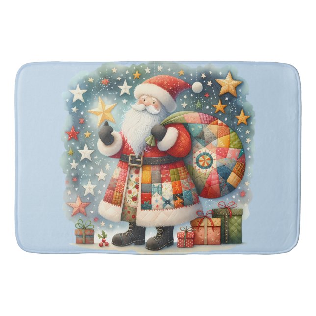 Stechwork Weihnachten mit Weihnachtsstern Badematte (Vorderseite)