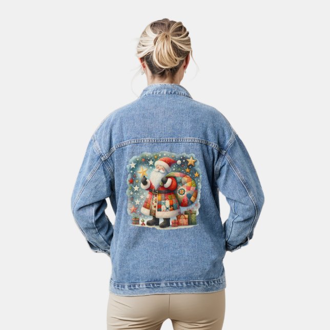 Stechwork Weihnachten mit Weihnachtsstern Jeansjacke (Modell)