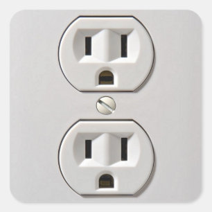 Stecker für das elektrische Auslass Quadratischer Aufkleber