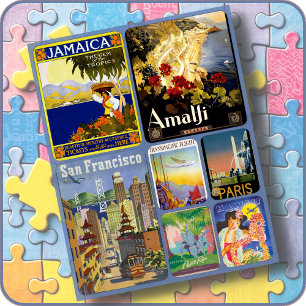 STECKPUZZEL - 7 Vintage Reiseplakat Collage