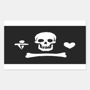 Stede Bonnet Pirate Flag Piratenflagge Rechteckiger Aufkleber