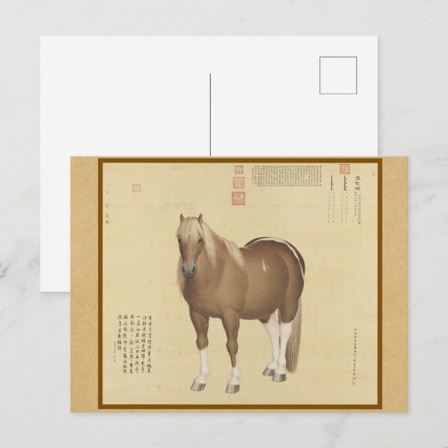 Steed Horse Named SnowFlakeEagle Chinese Fine Art Postkarte (Vorne/Hinten)