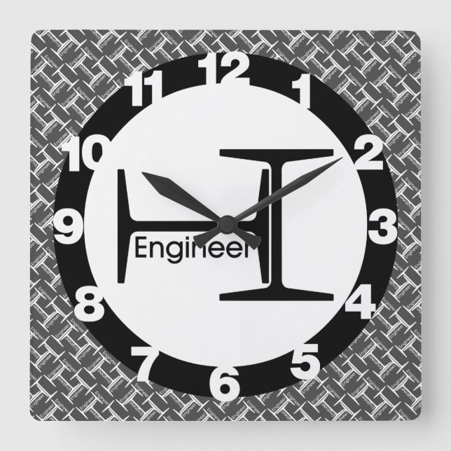 Steel Beam Engineer Quadratische Wanduhr (Vorderseite)