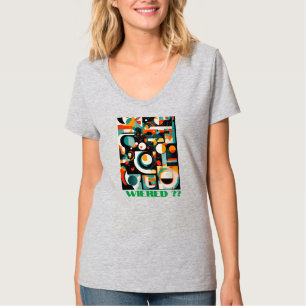 "Steel Bloom: V-Neck-T-Shirt mit Radiant Risograph T-Shirt