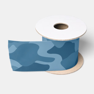 Steel Blue Monocolor Camouflage Satinband