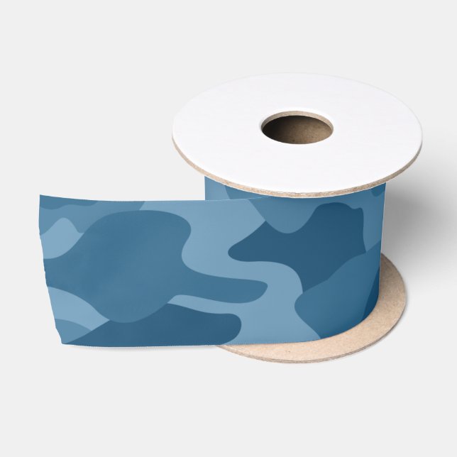 Steel Blue Monocolor Camouflage Satinband (Spule)