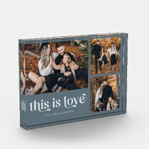 Steel Blue Retro Dies ist Liebe Collage Fotoblock