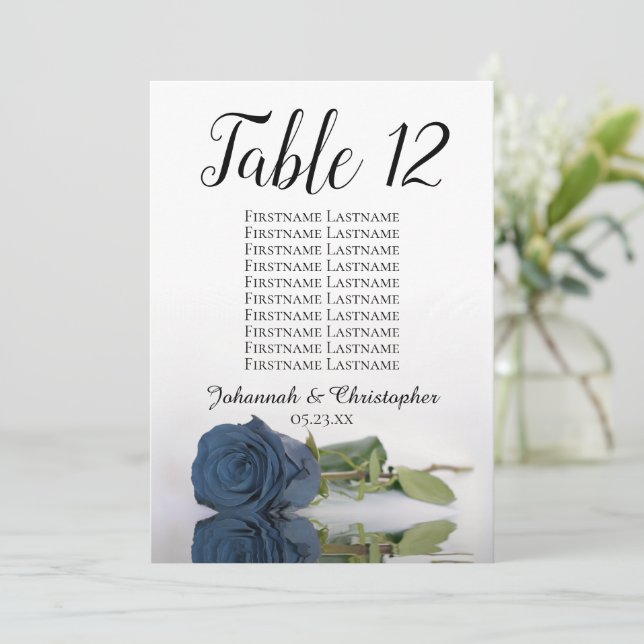 Steel Blue Rose Hochzeitstisch Seekarte Groß (Stehend Vorderseite)