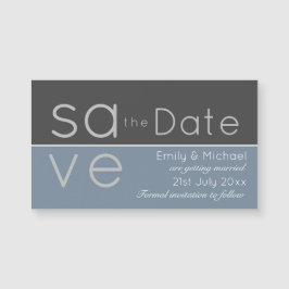 Steel Blue Save the Date Magnetic Wedding Magnetkarte