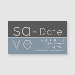 Steel Blue Save the Date Magnetic Wedding Magnetkarte