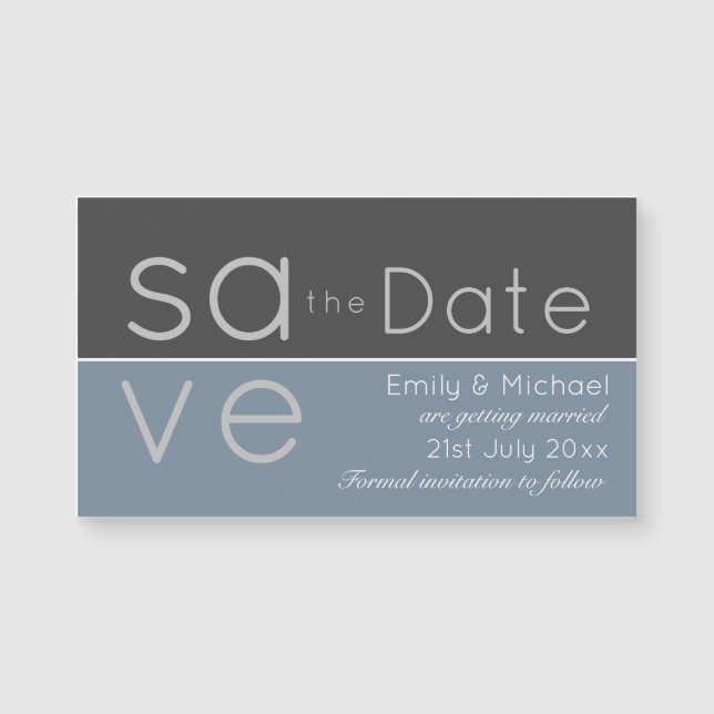 Steel Blue Save the Date Magnetic Wedding Magnetkarte (Vorderseite)