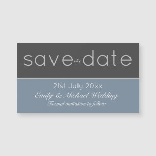 Steel Blue Save the Date Magnetic Wedding Magnetkarte