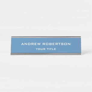 Steel Blue Schlicht Elegant Minimalistisch Simple Schreibtischnamensplakette