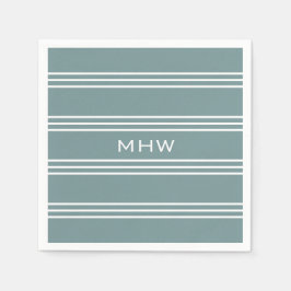 Steel Blue Stripes kundenspezifische Monogramm Pap Serviette