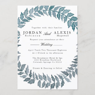 Steel Blue Vine   Wasserfarbenfrohe Hochzeit Einladung