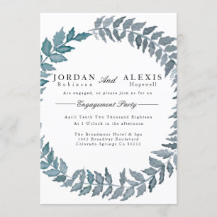Steel Blue Vine   Watercolor Engagement Einladung