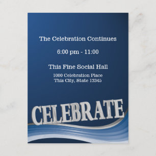 Steel Blue Wave Celebration Empfang Card Einladung
