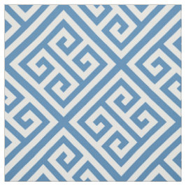 Steel Blue White Med Griechischer Key Diag T Muste Stoff
