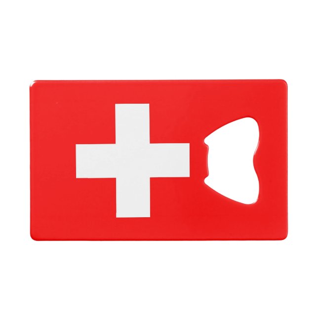 Steel Bottle Opener mit der Flagge der Schweiz Geldbeutel Flaschenöffner (Vorderseite (Horizontal))