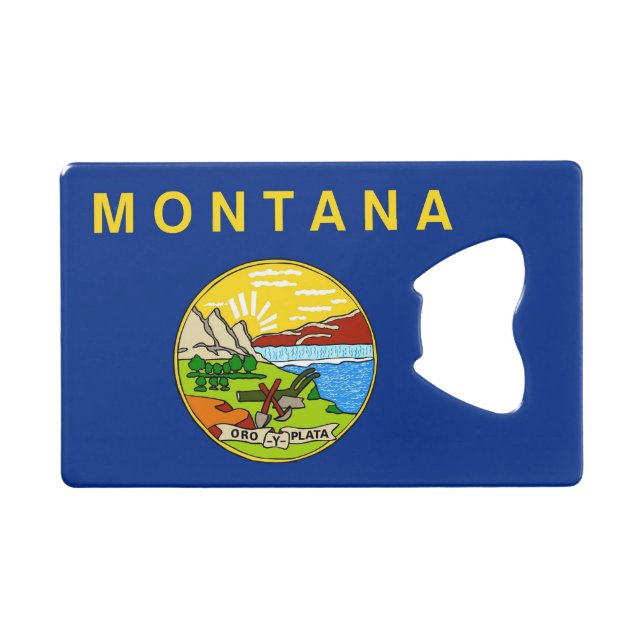 Steel Bottle Opener mit der Flagge von Montana, US Geldbeutel Flaschenöffner (Vorderseite (Horizontal))