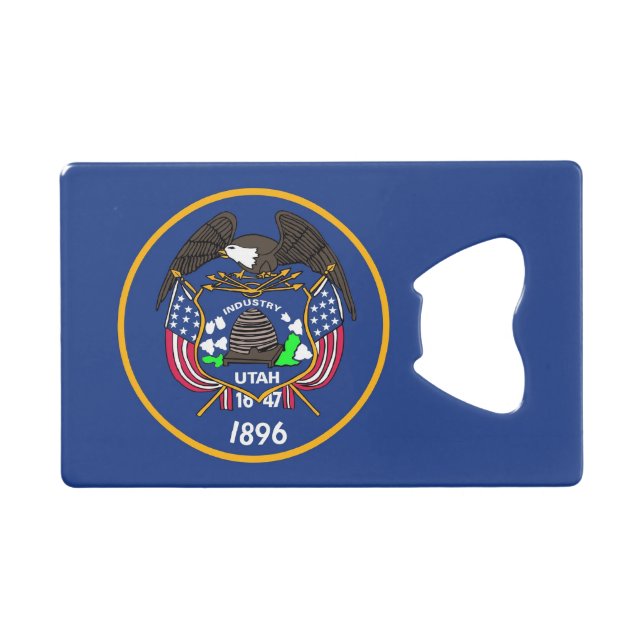 Steel Bottle Opener mit der Flagge von Utah, USA Geldbeutel Flaschenöffner (Vorderseite (Horizontal))