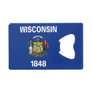 Steel Bottle Opener mit der Flagge von Wisconsin Geldbeutel Flaschenöffner