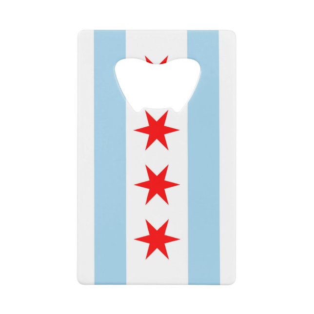 Steel Bottle Opener mit Flagge Chicago, USA Geldbeutel Flaschenöffner (Vorderseite)