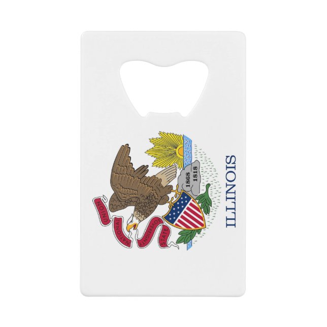 Steel Bottle Opener mit Flagge von Illinois, USA Geldbeutel Flaschenöffner (Vorderseite)