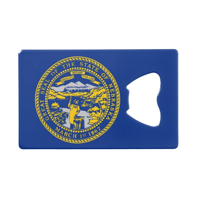 Steel Bottle Opener mit Flagge von Nebraska, USA Geldbeutel Flaschenöffner (Vorderseite (Horizontal))