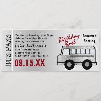 Steel Design 21. Geburtstag Party Bus Pass Einladung