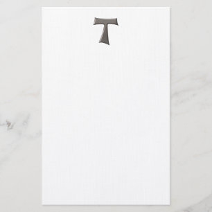 Steel Gray Look Franciscan Tau Cross Briefpapier