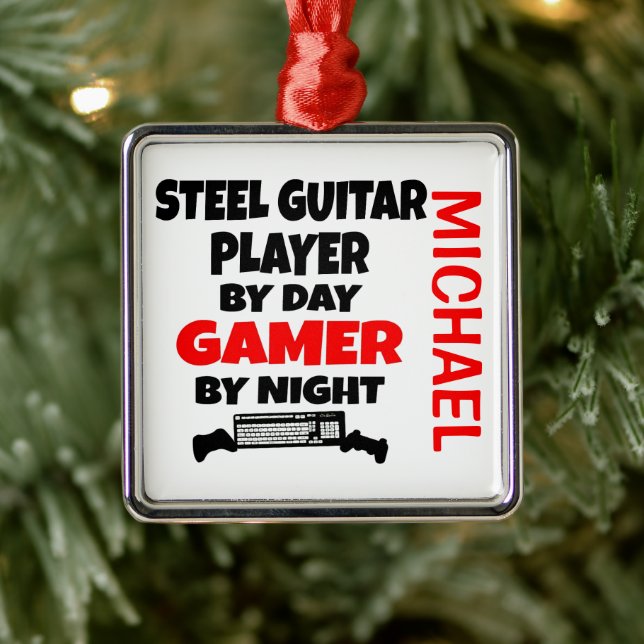 Steel Guitar Player Lieben Videospiele spielen Ornament Aus Metall (Baum)