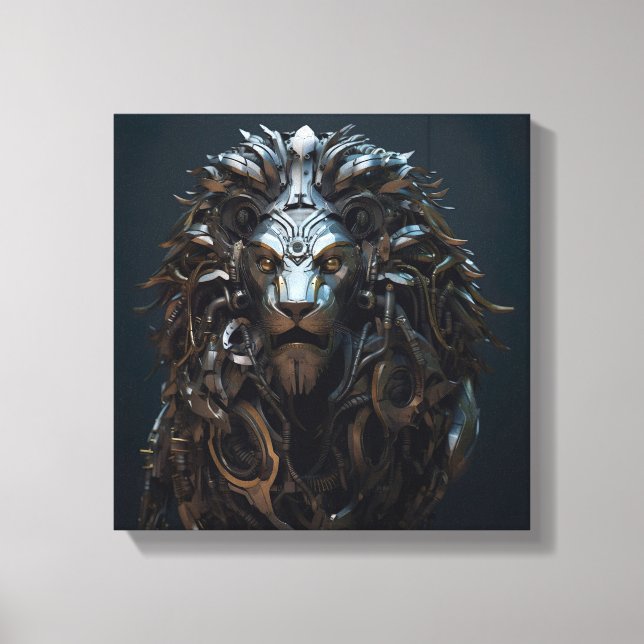 Steel King: Die majestätische Metallion Leinwanddruck (Vorderseite)