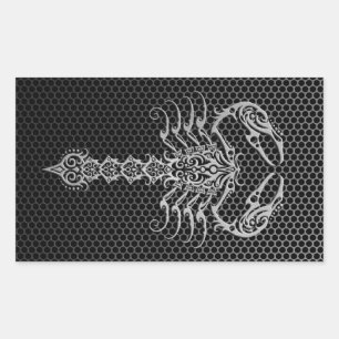 Steel Mesh Scorpion Rechteckiger Aufkleber