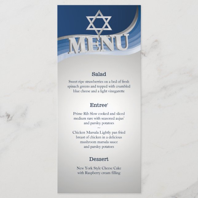 Steel Wave Bar Mitzvah Menu Menükarte (Vorderseite)
