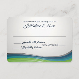Steel Wave Blue und Green Response RSVP Karte