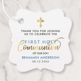 Steelblue und Gold First Holy Communion Vielen Dan Geschenkanhänger