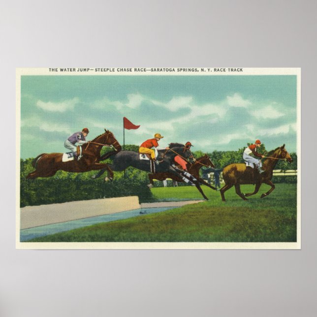 Steeple Chase Water Jump auf Rennstrecke Poster (Vorne)