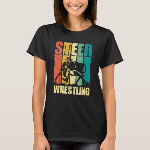 Steer Wrestling Retro Rodeo Bulldogging Grafik T-Shirt