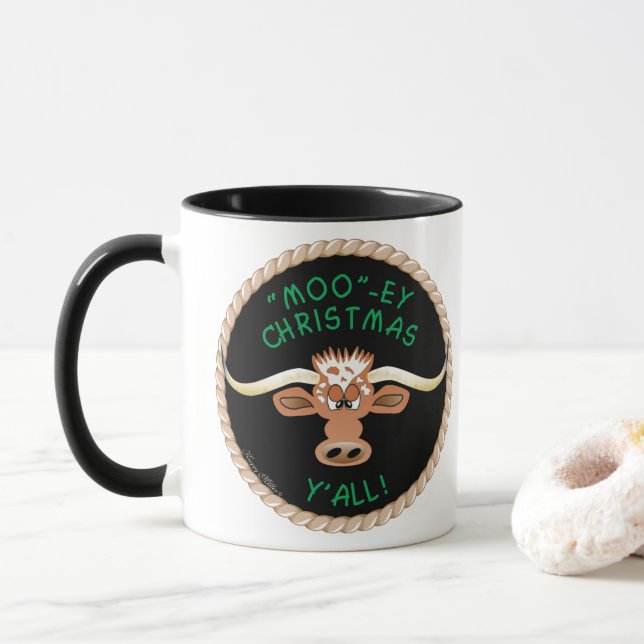 STEER WÜNSCHT EUCH EIN "MOO"~JEDER CHRISTMAS Y'ALL TASSE (Mit Donut)