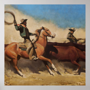 „Steers to Market“ Western Art von Maynard Dixon Poster