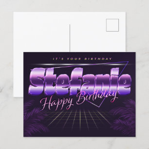 Stefanie Name Vorname lila Postkarte Geburtstag