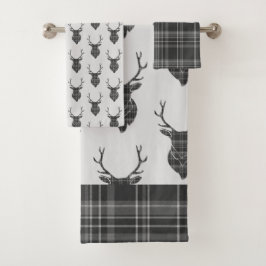 Steg Head and Grey Tartan Muster rustikal Badhandtuch Set