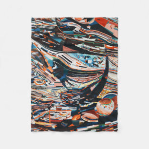 Steg mit braunem und blauem Holzschiff Fleecedecke