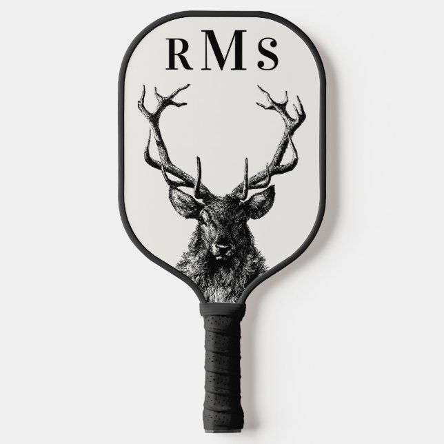 Steg Reindeer Rustic Monogram Pickleball Paddle (Vorderseite)