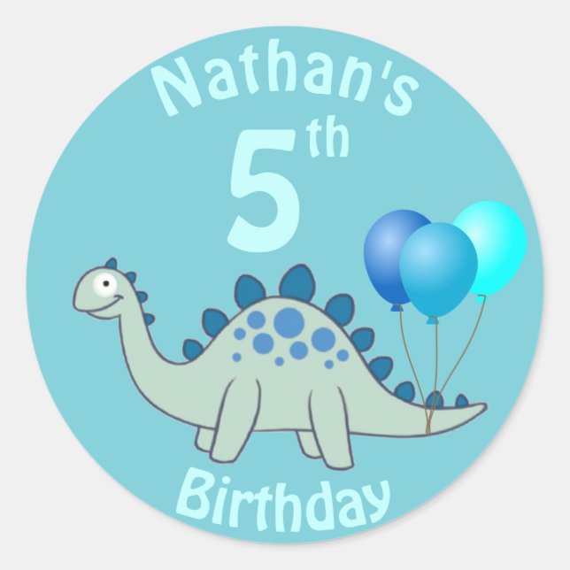 Stegosaurus Birthday Runder Aufkleber (Vorderseite)